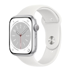 Immagine di Apple watch series 8 gps cassa 45mm alluminio colore argento con cinturino sport bianco