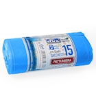 Immagine di Sacchetto rifiuti con maniglia ELICA MDPE cm 55x65 colore azzurro trasp. - 15 micron - l 40