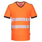 Immagine di T-shirt pw3 con scollo a v hi-vis PORTWEST PW310 colore arancione/nero taglia XXL