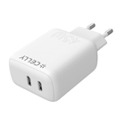 Immagine di Caricabatterie Bianco CELLY TC2USBC45W - 2 USB-C Wall Charger 45W [PRO POWER] TC2USBC45WWH