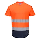 Immagine di T-shirt bicolore mesh cotton comfort hi-vis PORTWEST C395 colore arancione/blu navy taglia XL