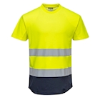 Immagine di T-shirt bicolore mesh cotton comfort hi-vis PORTWEST C395 colore giallo/blu navy taglia L