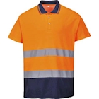 Immagine di Polo bicolore alta visibilità PORTWEST COTTON COMFORT colore arancione/blu navy taglia L