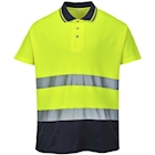 Immagine di Polo bicolore alta visibilità portwest cotton comfort colore giallo/blu navy taglia xl