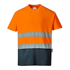 Immagine di T-shirt bicolore alta visibilità PORTWEST COTTON COMFORT colore arancione/blu navy taglia M
