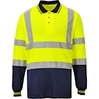 Immagine di Polo bicolore maniche lunghe hi-vis PORTWEST S279 colore giallo/blu navy taglia L