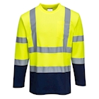 Immagine di T-shirt bicolore cotton comfort maniche lunghe hi-vis PORTWEST S280 colore giallo/blu navy taglia L