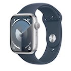 Immagine di Apple watch series 9 gps 45mm cassa alluminio argento cinturino sport blu tempesta - m/l