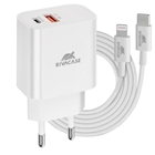 Immagine di Caricabatterie Bianco RIVACASE Wall charger white PD 20W + QC3.0, USB + USB-C, PS4102WD5EU