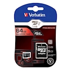 Immagine di Micro SD (SDHC) VERBATIM Class 10 64GB con adatt