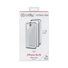 Immagine di Cover alluminio + vetro temperato argento CELLY ATTRACTION - Apple iPhone Xs/ iPhone X ATTRACTION900