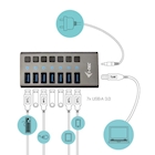 Immagine di USB 3.0 charg 7 port+pw adapt 36w