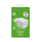 Immagine di Caricabatterie Bianco CELLY TC2USBC20W - 2 USB-C Wall Charger 20W [PRO POWER] TC2USBC20WWH