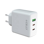 Immagine di Caricabatterie Bianco CELLY TC3GAN65WEVO - 2 USB-C/ USB Wall Charger GaN 65W TC3GAN65WEVOWH