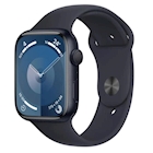 Immagine di Apple Watch Series 9 GPS Cassa 45 mm in alluminio mezzanotte con cinturino Sport mezzanotte - M/L