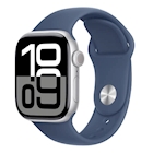 Immagine di Apple Watch Series 10 GPS cassa 42 mm alluminio argento cinturino Sport denim - M/L