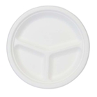 Immagine di Piatto tre scomparti rotondo in polpa di cellulosa colore bianco Ø 26 cm