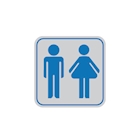 Immagine di Cartello adesivo cm 8,2x8,2 - simbolo toilette u/d