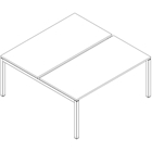 Immagine di Bench 2 posti GETWAY cm 160x164x74 struttura metallica bianca piano in melaminico bianco
