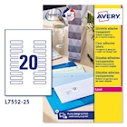 Immagine di Etichette adesive in poliestere trasparente lucido, 22x12,7mm, 48 etichette per foglio, 25 fogli