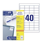 Immagine di Etichette adesive in carta bianca, 3657, 48,5x25,4mm, 40 etichette per foglio, 100 fogli