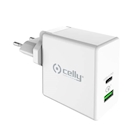 Immagine di Caricabatterie bianco CELLY TCUSBC45W - USB and USB-C Wall Charger 45W [Pro TCUSBC45WWH