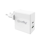 Immagine di Caricabatterie bianco CELLY TCUSBC30W - USB and USB-C Wall Charger 30W [PRO TCUSBC30WWH