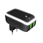 Immagine di Caricabatterie nero CELLY TC2USBLED - 2 USB Wall Charger with Night Light TC2USBLEDBK