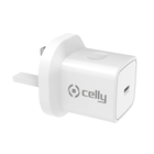 Immagine di Caricabatterie bianco CELLY TC1USBC30W - USB-C Wall Charger 30W UK plug [Pro P TC1USBC30WUK