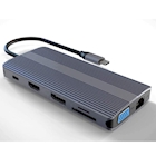 Immagine di Docking station LINK USB-C con 12 porte USB HDMI per notebook tablet smartphone colore grigio