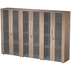 Immagine di Libreria tripla c/ante batt.vetro fumè STYLE cm 242,8x43xH158,2 finitura ciliegio arabis