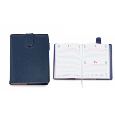 Immagine di Agenda portafoglio in similpelle con fibbia superiore giornaliera cm 15x21 blu 30+