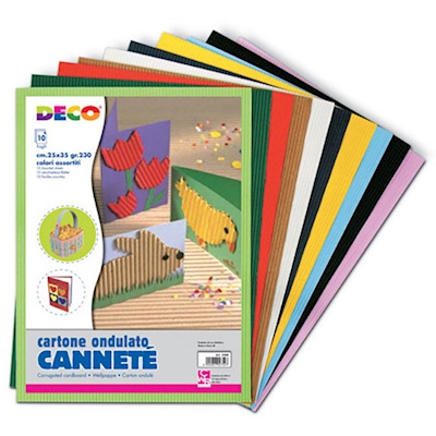 Immagine di Cartoncino ondulato cannetè CWR cm 50x70 colori assortiti risma da 10 fogli