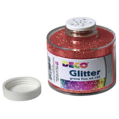Immagine di Glitter grana fine CWR in barattolo con tappo dosatore 150 ml rosso