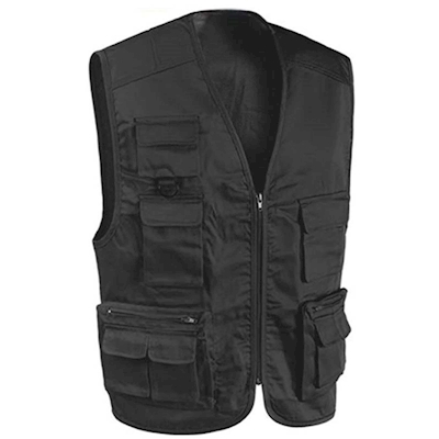 Immagine di Gilet multitasche in cotone colore nero 50+