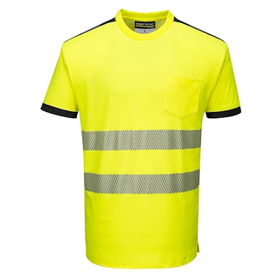 Immagine di T-shirt manica corta alta visibilità PORTWEST PW3 colore giallo/nero taglia L