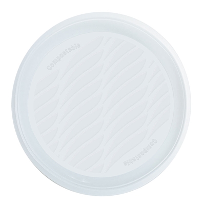 Immagine di Piatto piano monouso in bioplastica BIBO NATURAL ø 21,5 cm colore bianco