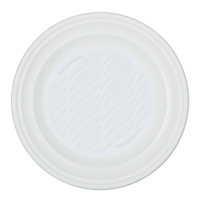 Immagine di Piatto fondo monouso BIBO NATURAL in bioplastica colore bianco Ø 21,5 cm