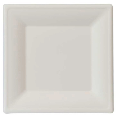 Immagine di Piatto quadrato in polpa di cellulosa colore bianco cm 25,5x25,5