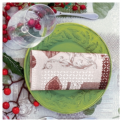 Immagine di Tovagliolo natalizio Airlaid in carta a secco MCR 40x40 Shabby colore rosso 50 pezzi