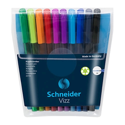 Immagine di Penna a sfera colori assortiti SCHNEIDER GELCO VIZZ M astuccio punta media mm 0,5