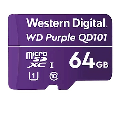 Immagine di Memory Card micro sd 64GB WESTERN DIGITAL MICROSD WD PURPLE 64GCLAS 10 WDD064G1P0C