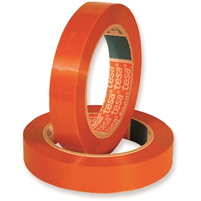 Immagine di Nastro strapping tensilizzato adesivo in gomma sintetica TESA 64286 in PPL arancione mm 66x25 m