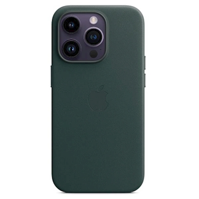 Immagine di Custodia magsafe in pelle per iPhone 14 pro colore verde foresta