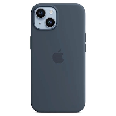 Immagine di Custodia magsafe in silicone per iPhone 14 pro colore blu tempesta