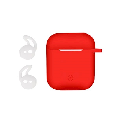 Immagine di Cover silicone Rosso CELLY AIRCASE - AIRPODS 1st Gen. / 2nd Gen. Case - RECYC RYAIRCASERD