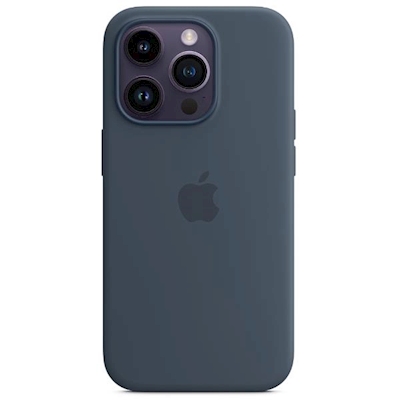 Immagine di Custodia magsafe in silicone per iPhone 14 pro max colore blu tempesta