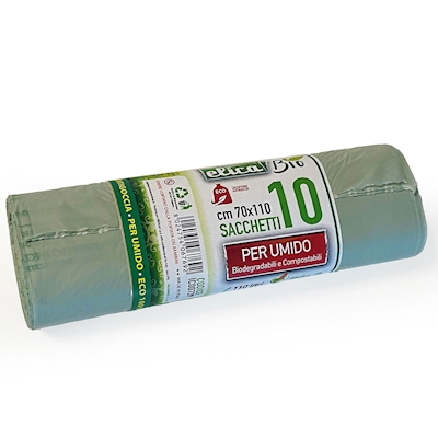 Immagine di Sacchetto rifiuti ELICA BIO cm 70x110 colore naturale verdino - 17 micron - l 110