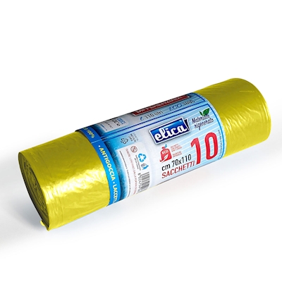 Immagine di Sacchetto rifiuti ELICA MDPE cm 70x110 colore giallo trasparente - 21 micron - l 110