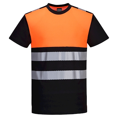 Immagine di Pw3 hi-vis cotton comfort class 1 t-shirt s/s PORTWEST PW311 colore nero/arancione taglia XL